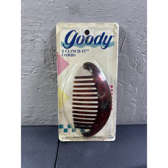 Vtg #1186 Goody Clinch-It Combs 1989 Made In USA Tortoise Shell Brown 5" NOS - Picture 1 of 5